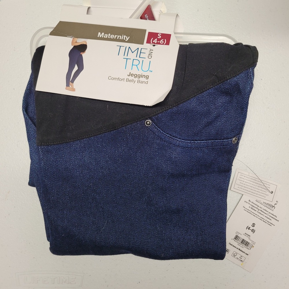 Time and Tru Maternity Jegging Comfort Belly Band Blue Size S 4-6 NWT